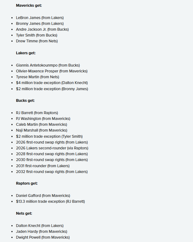 有给詹姆斯, 来自湖人